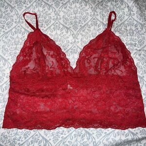 Lacy red bralette and black bustier bundle set size S